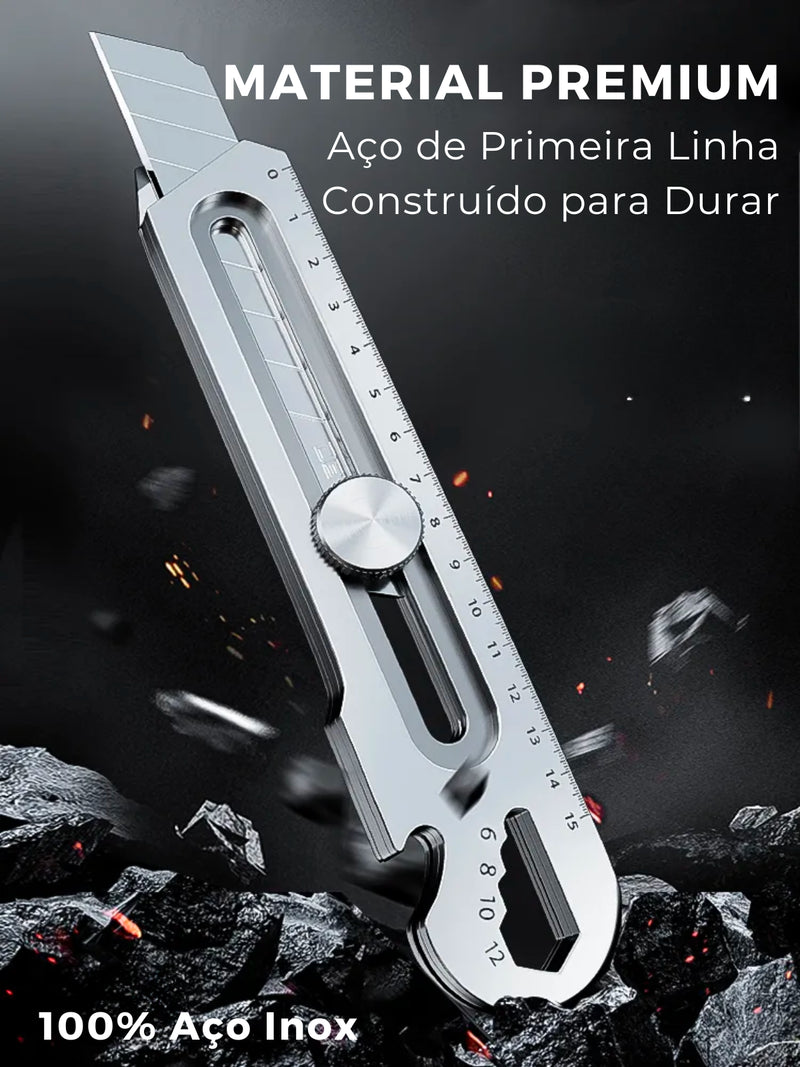 Estilete Inox Multiuso 6 em 1 • 100% Aço Inox [+10 LÂMINAS GRÁTIS]