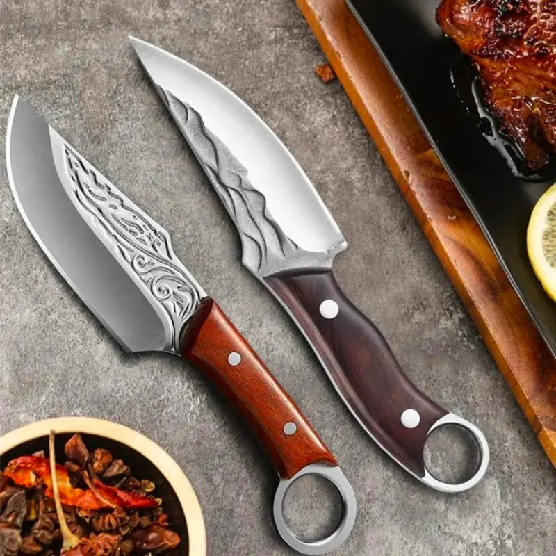 Kit 2 Facas Profissionais Forjadas à Mão + 2 Bainhas • Kit Risk Esparta™