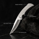 (COMPRE 1 LEVE 2) TitaniumKnife • Canivete em Inox Puro